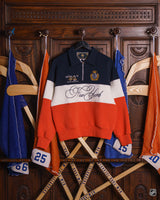 New York Islanders Primary Collared Quarter Zip Sweater — Navy, White & Orange
