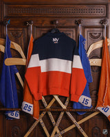 New York Islanders Primary Collared Quarter Zip Sweater — Navy, White & Orange