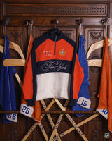 New York Islanders Primary Mock Neck Quarter Zip Sweater — Orange, Navy, & White