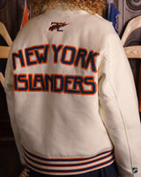 Back embroidery detail on model