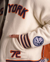 Sleeve crest and rib-knit cuff detail