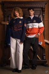 New York Islanders Primary Collared Quarter Zip Sweater — Navy, White & Orange