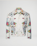 Floral Cross Stitch Jacket - White/Green/Pink